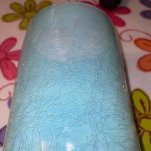 blue sea glass bath and body works candle holder or vase
